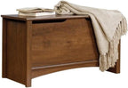 Pemberly Row Farmhouse Engineered Wood Storage Chest, Oiled Oak Finish, 35.25"W x 15.5"D x 18.88"H, Large Hidden Storage Area, Safety Lid Stay, Ventilated Design, Versatile Blanket Chest for Any Room