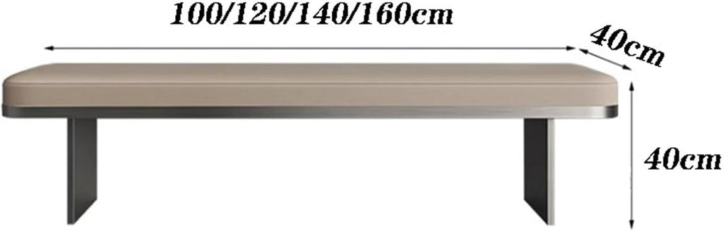 Modern Stainless Steel Footstool Household Sofa Bedside Stool Dining Chair Light Luxury High-Grade Shoeshine Bench Long Entryway(120 * 40 * 40cm)