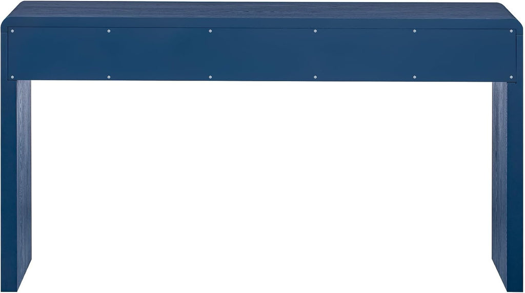 Knocbel Console Table with 3 Fluted Drawers, Rustic Sofa Tables with Solid Wood Veneer & Wood Grain for Entryway Hallway Living Room, 55.1" W x 15.8" D x 29.8" H, Navy
