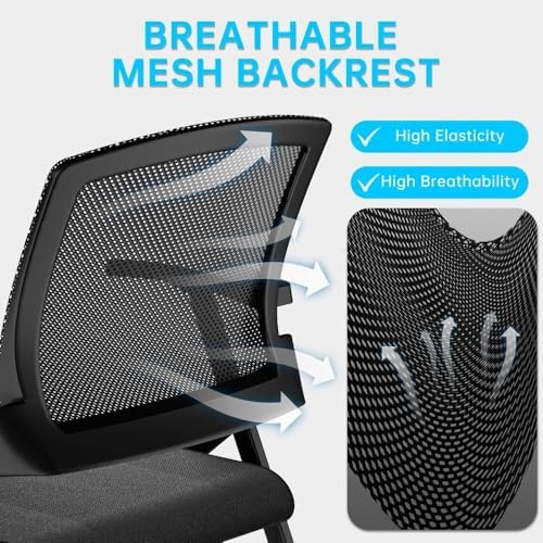 Folding Office Chair Mesh-Back – Stackable & Foldable for Space Efficiency: Ideal for Conferences, Guest Reception, Training & Classrooms,Basic Model,10