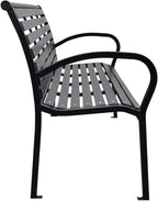 Garden Bench Black WPC (Wood Plastic Composite), Steel 116 cm Wide,The Ultimate Durable Garden Bench for Outdoor Comfort Patio Furniture