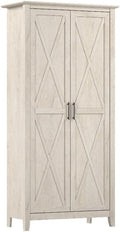 MAKLAINE Tall Engineered Wood Kitchen Pantry Cabinet with Doors, Linen White Oak Finish, Adjustable Shelves, Freestanding Storage Cupboard, Farmhouse Style for Kitchen or Dining Room