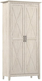 MAKLAINE Tall Engineered Wood Kitchen Pantry Cabinet with Doors, Linen White Oak Finish, Adjustable Shelves, Freestanding Storage Cupboard, Farmhouse Style for Kitchen or Dining Room