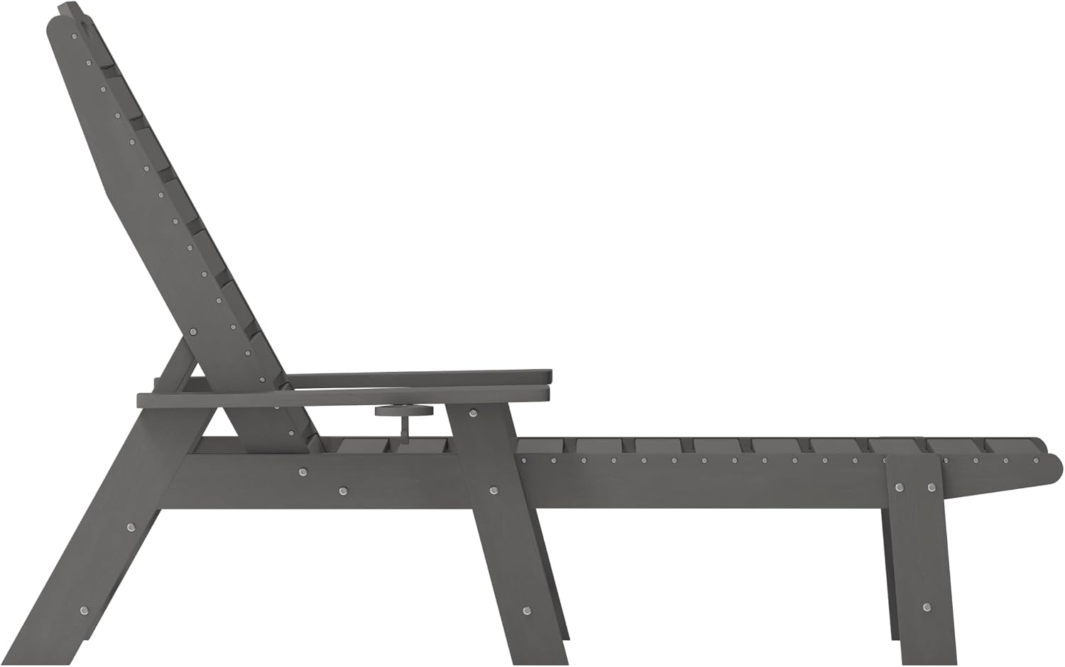 Taylor & Logan Edgley Adjustable Adirondack Lounger with Cup Holder- All-Weather Indoor/Outdoor HDPE Lounge Chair in Gray