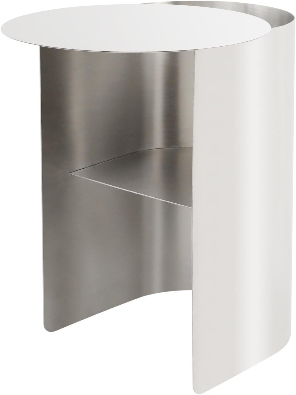 Bedside Table Small Nightstand, Compact Stainless Steel Side Table, Space Saving End Table for Living Room, Bedroom, Office,Apartment (Round Shape)