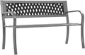 47.2 Inch Metal Garden Bench, Outdoor Patio Seating with Lattice Backrest, Matte Black Steel Bench for Backyard, Park, and Porch