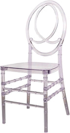 Efavormart Stackable Clear Acrylic Phoenix Chiavari Ghost Chair, Transparent Resin Armless Oval Back Chair