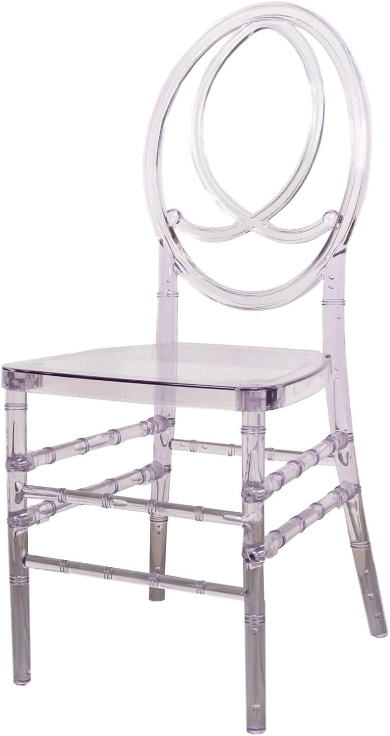 Efavormart Stackable Clear Acrylic Phoenix Chiavari Ghost Chair, Transparent Resin Armless Oval Back Chair