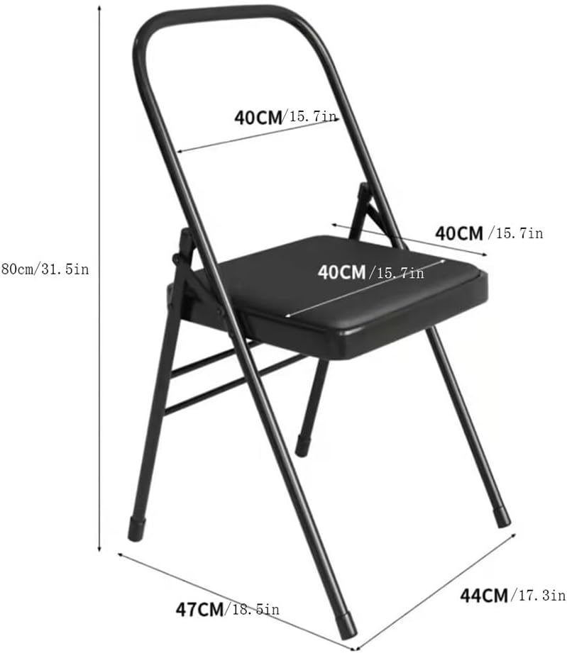 Yoga Folding Chair,Yoga Auxiliary Chair,Iyengar Metal Folding Chair,Reinforced Portable Backless Chair White 31.5in*18.5in*17.3in,Pink