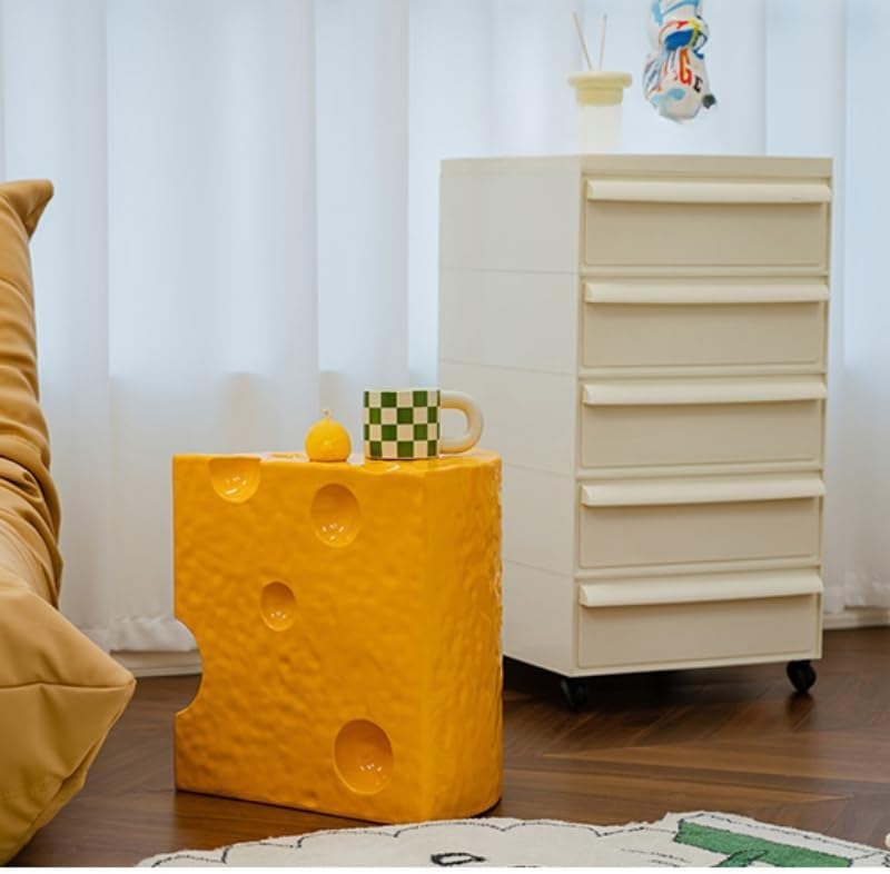 Cheesecake Wedge Side Table Resin Decorative Stool Playful End Table Living Room Pouf Ottoman for Kitchen Playroom Hallway Long Lasting