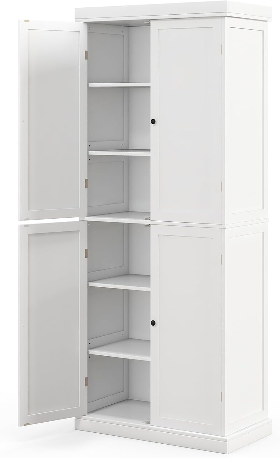 LOKO 4 Door Kitchen Pantry Cabinet, Freestanding Storage Cabinet with Adjustable Shelve, 72.5” Tall Buffet Cabinet for Dining Room, Living Room, Laundry, Home Office (White)