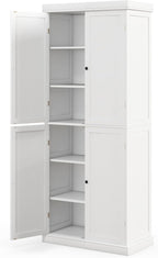 LOKO 4 Door Kitchen Pantry Cabinet, Freestanding Storage Cabinet with Adjustable Shelve, 72.5” Tall Buffet Cabinet for Dining Room, Living Room, Laundry, Home Office (White)