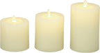 Deco 79 Wax Cylinder Flameless Candle with Remote Control, Set of 3 3", 4", 5"H, White