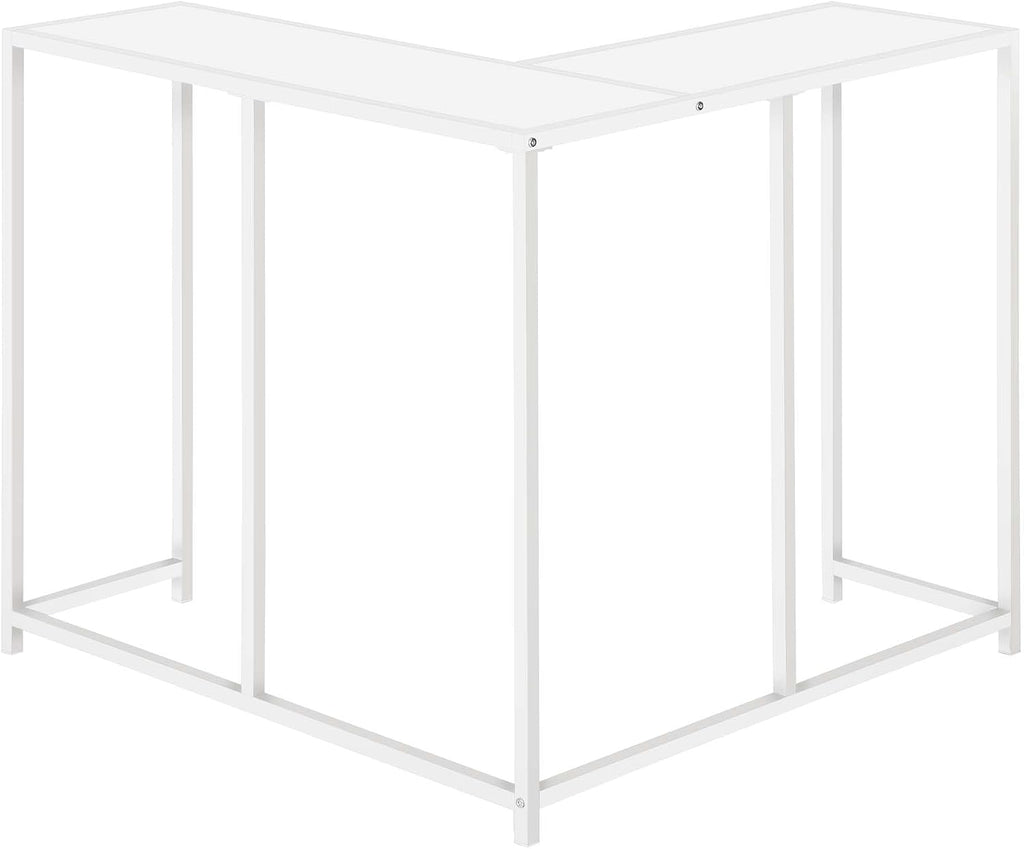 32” Tall Narrow Table, L-Shaped Thin Table for Corner, Narrow Console Table for Entryway Living Room Small Hallway, Easy Assembly (White)