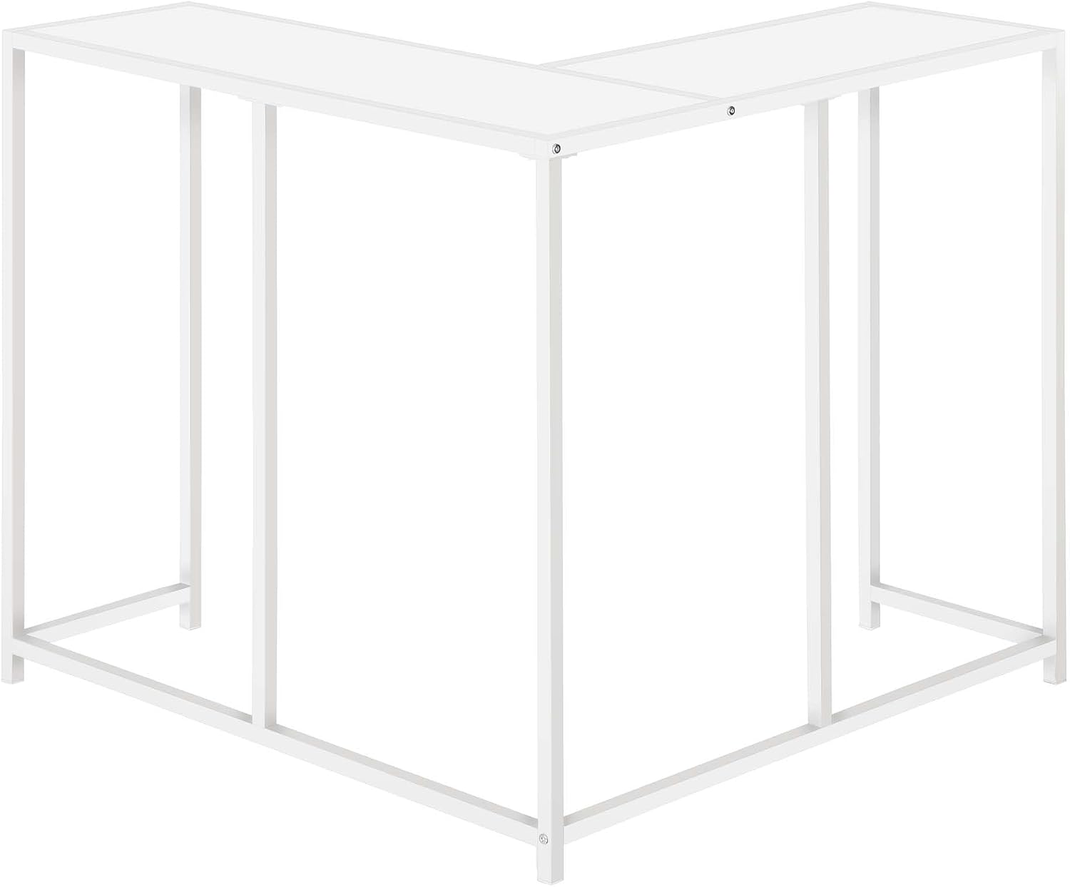 32” Tall Narrow Table, L-Shaped Thin Table for Corner, Narrow Console Table for Entryway Living Room Small Hallway, Easy Assembly (White)