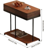 Sofa Side Table Cabinet Art Wood Movable Bedside Storage Rack Furniture Decoration