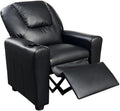 Lilola Home Marisa Kids Recliner Chair with Cup Holder, Black PU Leather Youth Reclining Chair, Child Recliner for Boys and Girls, Bedroom, Playroom, Nursery Seating, Water Resistant, Ages 1–5