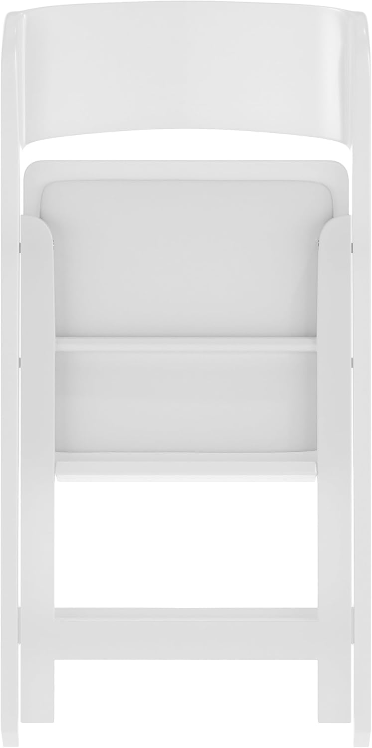 Flash Furniture Hercules Tucker Commercial White Resin Folding Chair - Lightweight, Vinyl Padded Removable Seat, Indoor Outdoor Use, Event & Wedding Ready, Set of 4