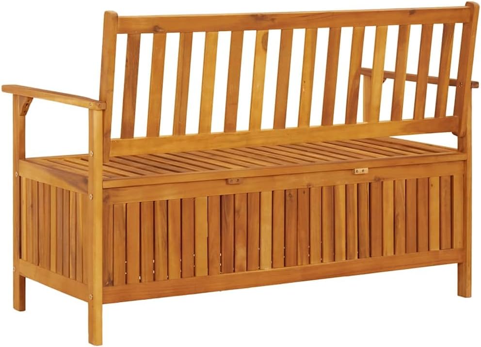 Natural Acacia Wood Storage Bench, 47.2-inch Rustic Outdoor Patio Furniture, Brown Weatherproof Garden Seating, Entryway Porch Bench with Ample Storage Bench Seating
