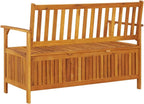 Natural Acacia Wood Storage Bench, 47.2-inch Rustic Outdoor Patio Furniture, Brown Weatherproof Garden Seating, Entryway Porch Bench with Ample Storage Bench Seating