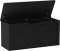 Timberer 39.4" Storage Chest, Wooden Storage Bench, Large Storage Trunk with 2 Safety Hinges, Entryway Shoes Bench for Living Room, Bedroom, Black