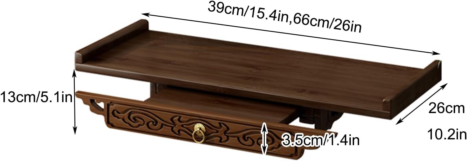 Altar Table, Wall-Mounted Personal Shrine Altar Table, Buddha Niche, Buddha Shelf Statue Stand, Spiritual Activities, Used to Place Photos, Souvenirs etc(66 * 26cm/26 * 10.2in)