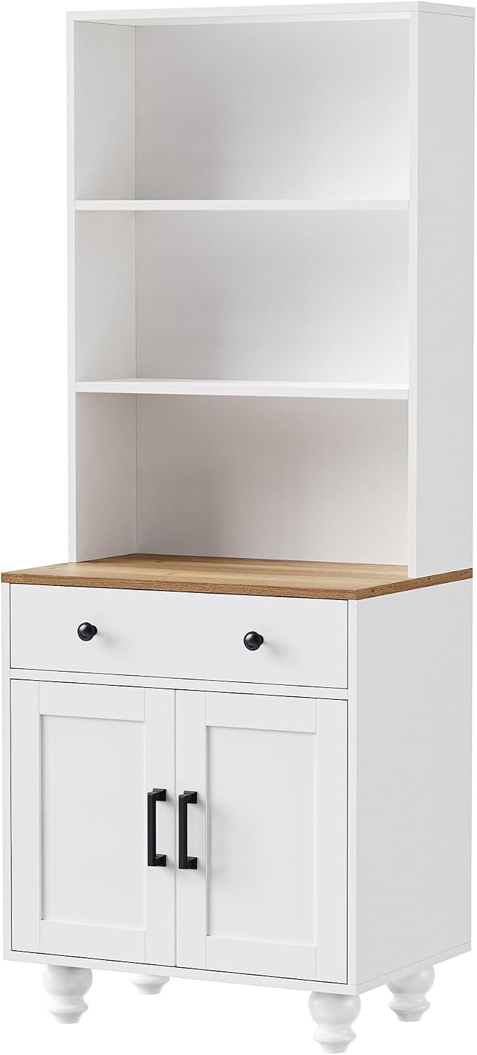Farmhouse Storage Cabinet, Modern Kitchen Pantry Cabinet with Adjustable Shelves, 5 Tier Bookshelf for Living Room,for Kitchen Home