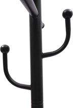 Floor Standing Coat Rack with Storage Basket and Wheels,Carbon Steel Hall Tree with 6 Hooks,Clothes Rack for Entryway,Bedroom,Black