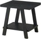 Furnifact Black, End Side Table, MDF Construction, Open Shelf, Durable Home Design, Warm Stylish Finish, Quality Build for Home