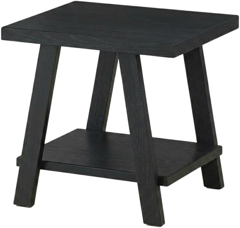 Furnifact Black, End Side Table, MDF Construction, Open Shelf, Durable Home Design, Warm Stylish Finish, Quality Build for Home