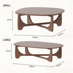 Wood Coffee Table Mid-Century Organic Curve Design Living Room Center Small Side Table(Large)
