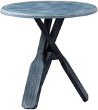 MAKLAINE Distressed Wood Coastal Side Table, Canoe Paddle Tripod Base, Beveled Gray Finish, 22 in Round Rubberwood Top, Nautical Style Accent Table for Living Room, Lake or Beach Home Decor