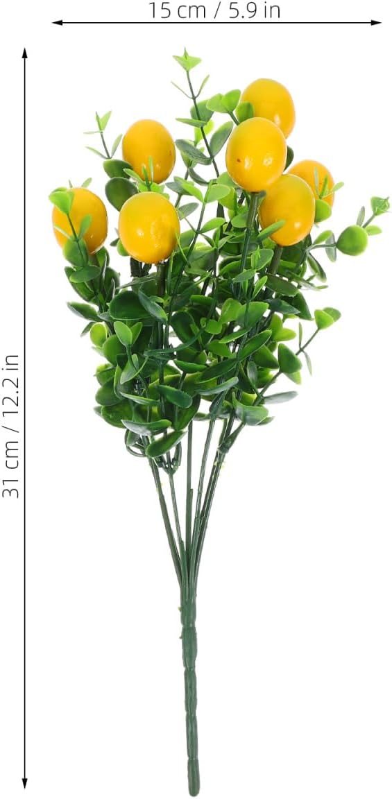 Cabilock 8pack Fake Lemon Branches Artificial Yellow Faux Lemons Decorations Eucalyptus Leaf Stems Tables Centerpiece for Kitchen Stem Fruits for Home Spring Summer Party Decor