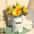 Yoillione Milk Jug, Farmhouse Vase, Decor with Handle - White Metal Vase for Artificial Flowers