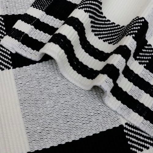 Fall Décor Plaid Rug, 2'4" x 3'7" Black&White Check Indoor/Outdoor Area Rug, Layering Rug for Hello/Welcome Doormat, Machine Washable Cotton Woven Rugs for Farmhouse Front Porch,Entryway
