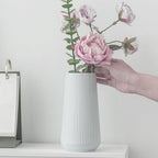 White Ceramic Vase, Minimalist Modern Flower Vases for Home Decor, Decorative for Pampas Grass, Small Vase for Home Living Room Farmhouse Office Decor