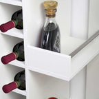 BAKAJI Corner Bar Cabinet with Metal Door and Handle 2 Side Shelves (White)