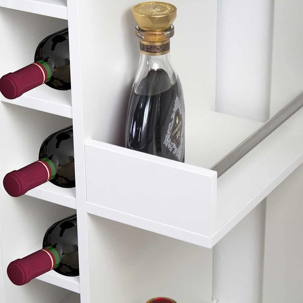 BAKAJI Corner Bar Cabinet with Metal Door and Handle 2 Side Shelves (White)