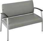 Bush Business Furniture Arrive Waiting Room Loveseat with Arms in Light Gray Vinyl, Reception Area Seating for Office and Lobby