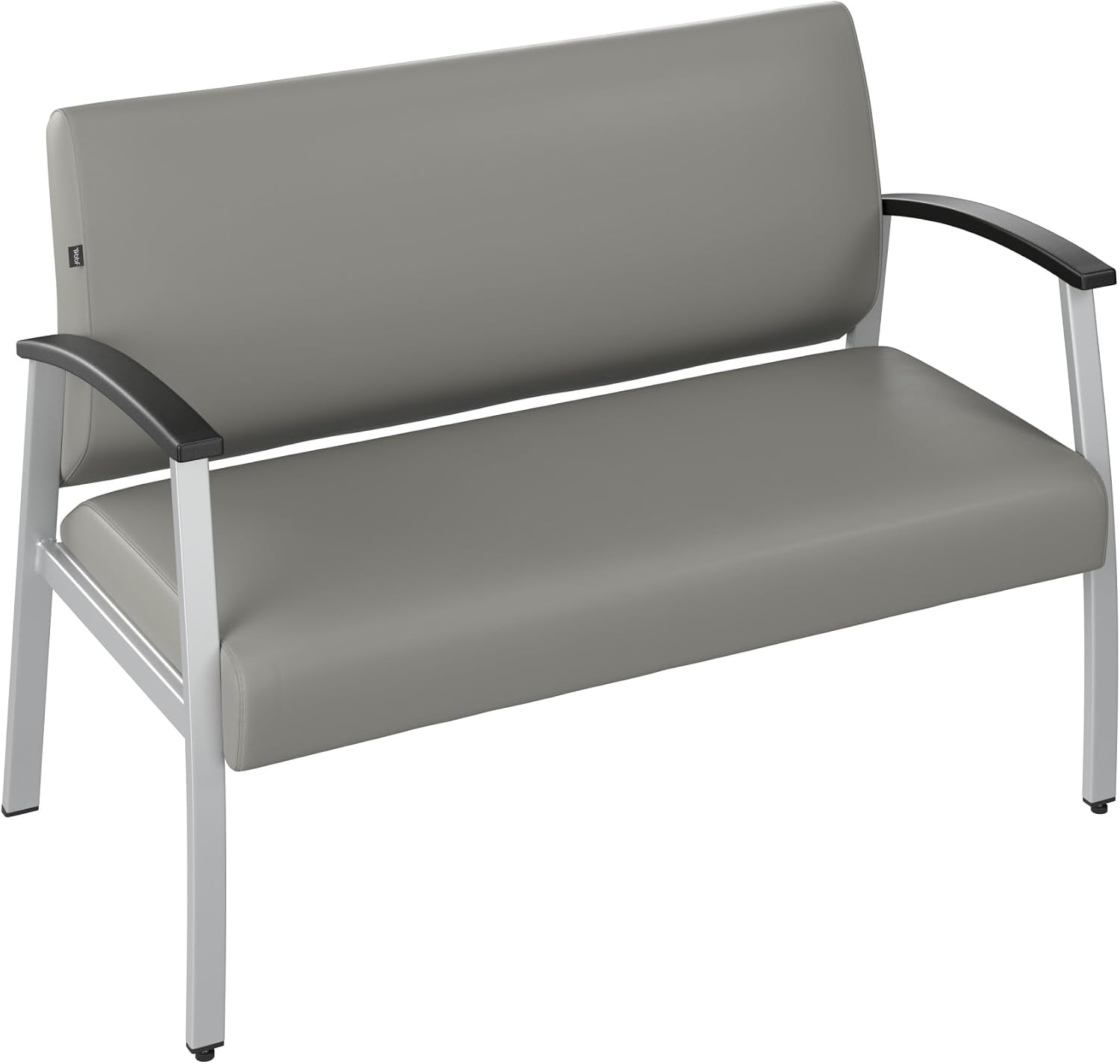 Bush Business Furniture Arrive Waiting Room Loveseat with Arms in Light Gray Vinyl, Reception Area Seating for Office and Lobby