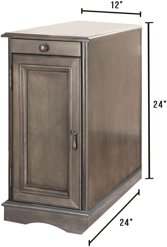 Stylish Modern Transitional Gray Side Table/Nightstand with USB Outlet - Multifunctional Solid Wood Storage Cabinet for Your Home!