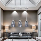 Viinew Mini Glass Pendant Light 4.72" with Handblown Black Gray Marble Art Glass Hanging Light 3-Pack Oval Ceiling Hanging Light Fixture for Dining Room Kitchen Island Cafe Foyer Hallway