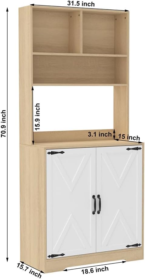 71" Kitchen Pantry Cabinet, Modern Freestanding Tall Cupboard Storage Cabinet with 2 Doors and Adjustable Shelves, Modern Utility Pantry Cabinet for Dinning Room, Living Room