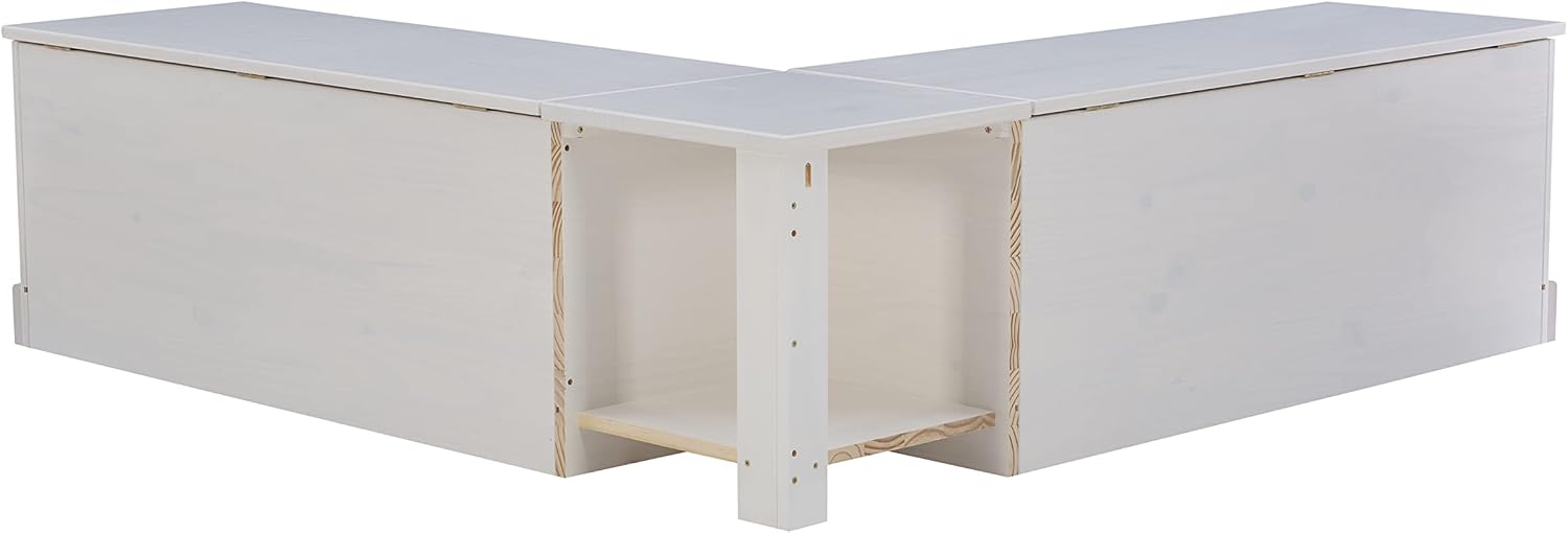 Linon Harris White Solid Pine Backless Nook with Interior Storage