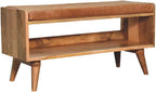 Oak-ish Bench with Tan Leather Seatpad