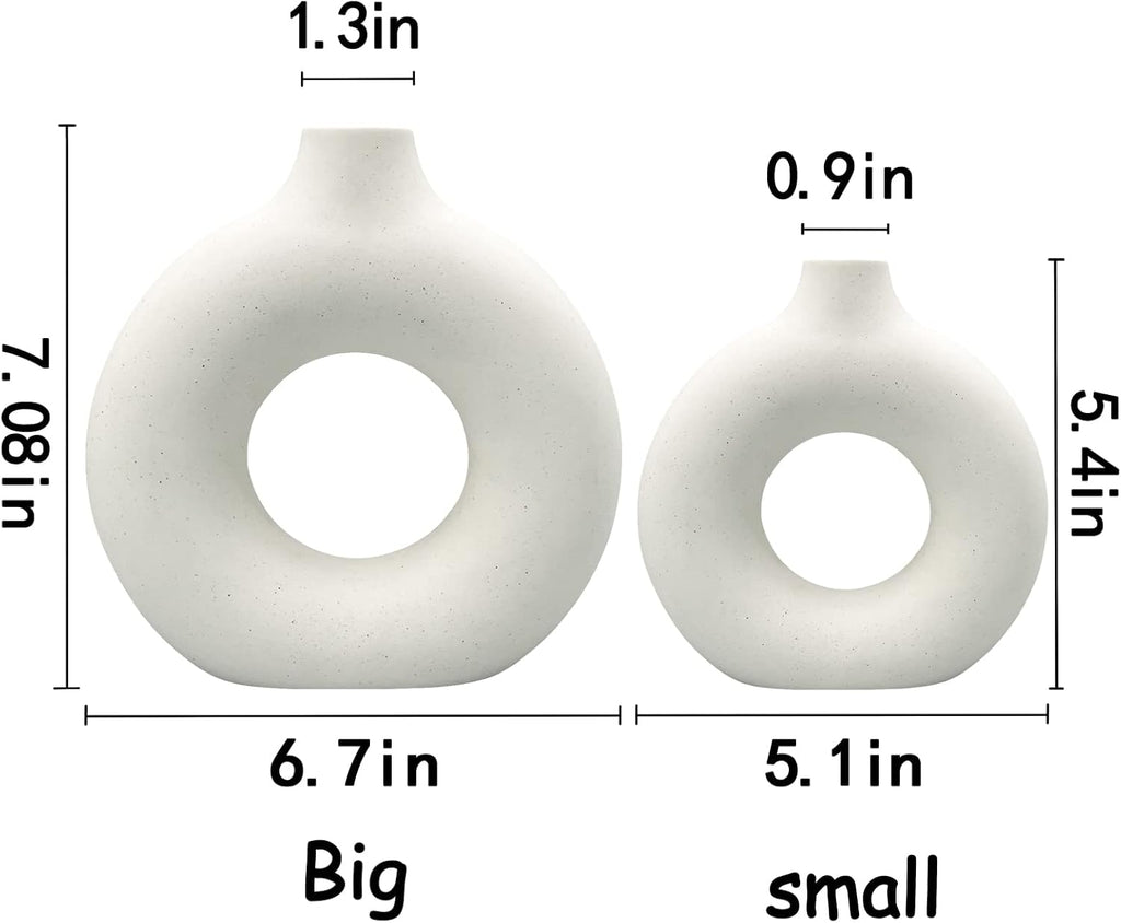 Ceramic Vases Set of 2,Modern Vases for Home Decor, White Boho Style for Living Room Kitchen Mantle Bedroom Dining Table Office Farmhouse Decorative Design