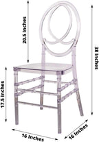Efavormart Stackable Clear Acrylic Phoenix Chiavari Ghost Chair, Transparent Resin Armless Oval Back Chair