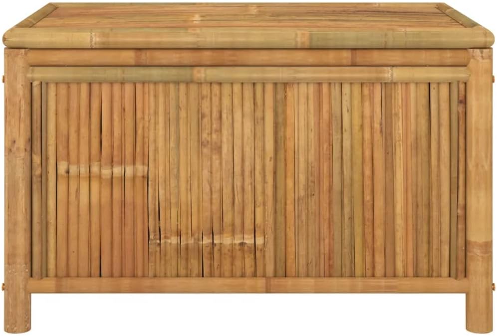 Bamboo Patio Storage Box 35.4x20.5x21.7 Inch Outdoor Storage Bench for Garden Cushions, Toys, and Tools with Ventilated Slats