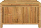Bamboo Patio Storage Box with Slats, 35.4x20.5x21.7 Inch Outdoor Storage Bench for Garden Cushions and Tools, Versatile Indoor Use