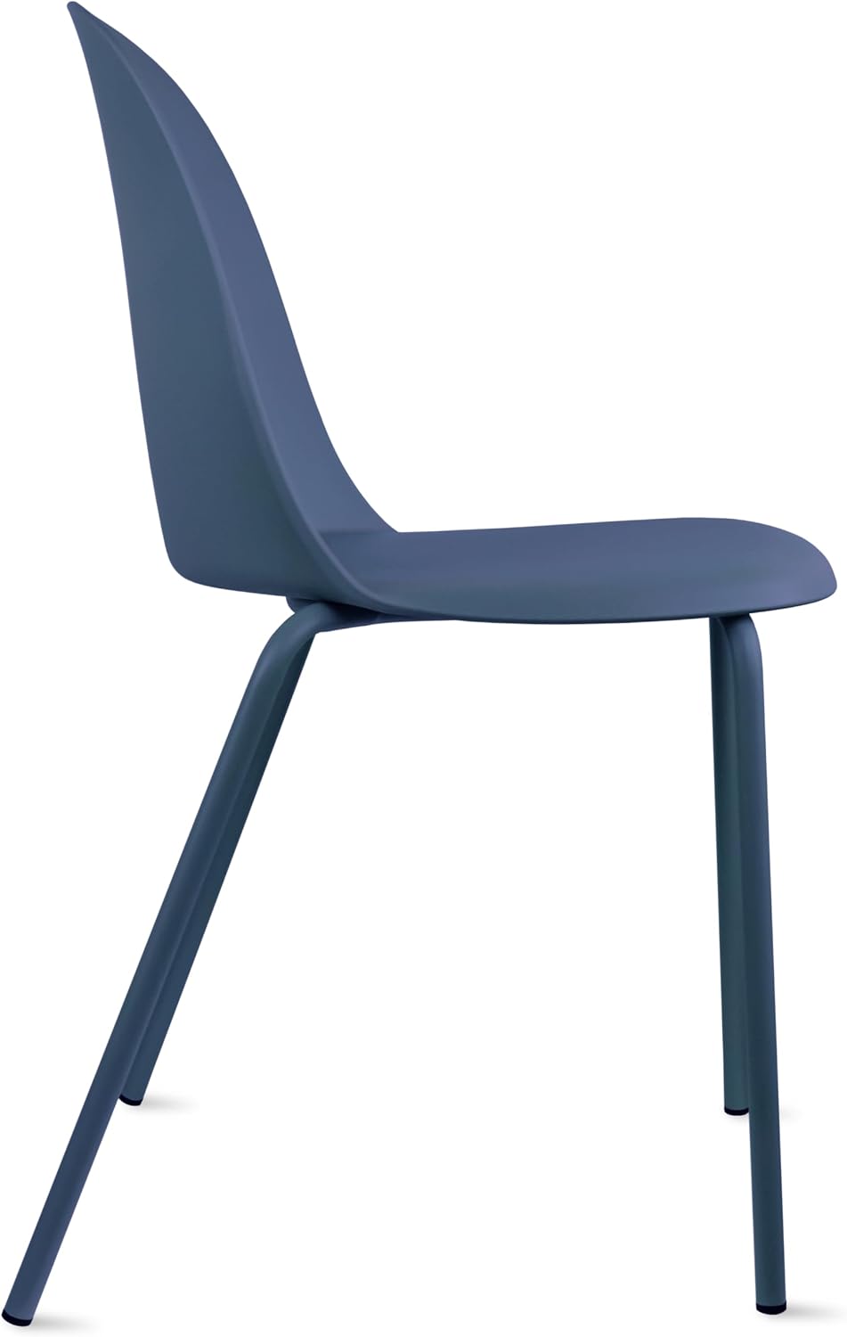2xhome Set of 4 Modern Stackable Armless Dining Chairs | Plastic Shell Seat with Metal Legs | Indoor or Outdoor Use | Home Kitchen Patio, Blue